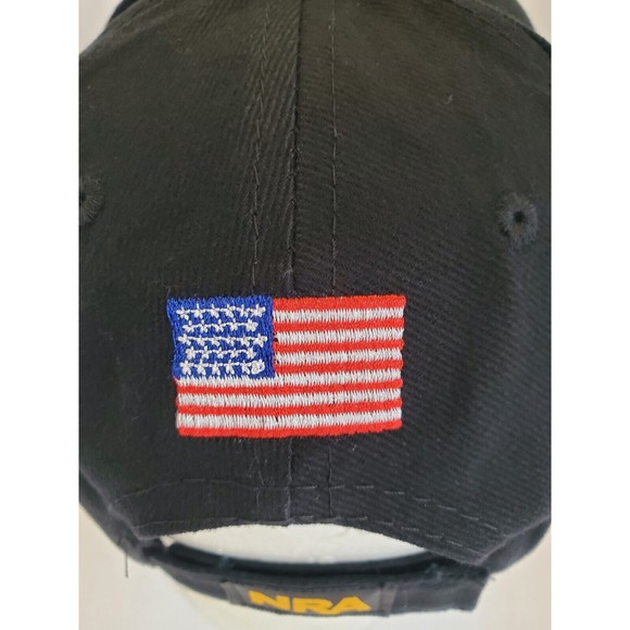 NRA NWOT Solid Black/ Yellow Script Hunting Gun Club Hook & Loop baseball cap - Picture 4 of 9